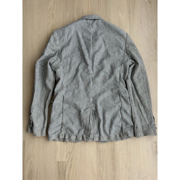 RALPH LAUREN RUGBY White Blue Striped Linen Blend Sportcoat Sz Small Fits Medium - Picture 8 of 8